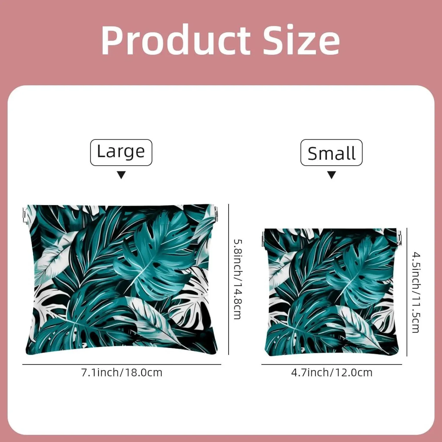 2Pcs Faux Leather Pocket Cosmetic Bag, Portable Travel Small Makeup Pocket, Portable No Zipper Makeup Pouch, Portable Squeeze Top Cosmetic Bag, Tropical Green Banana Leaves