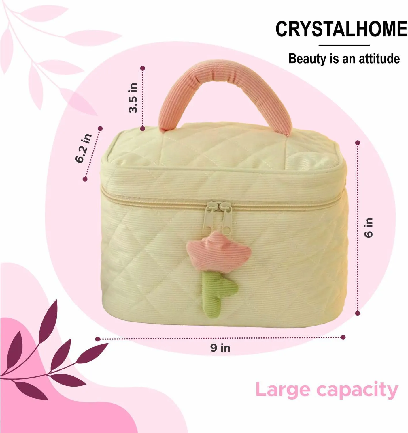 3 Pcs Cotton Quilted Coquette Cherry Makeup Toiletry Bags for Women Girls