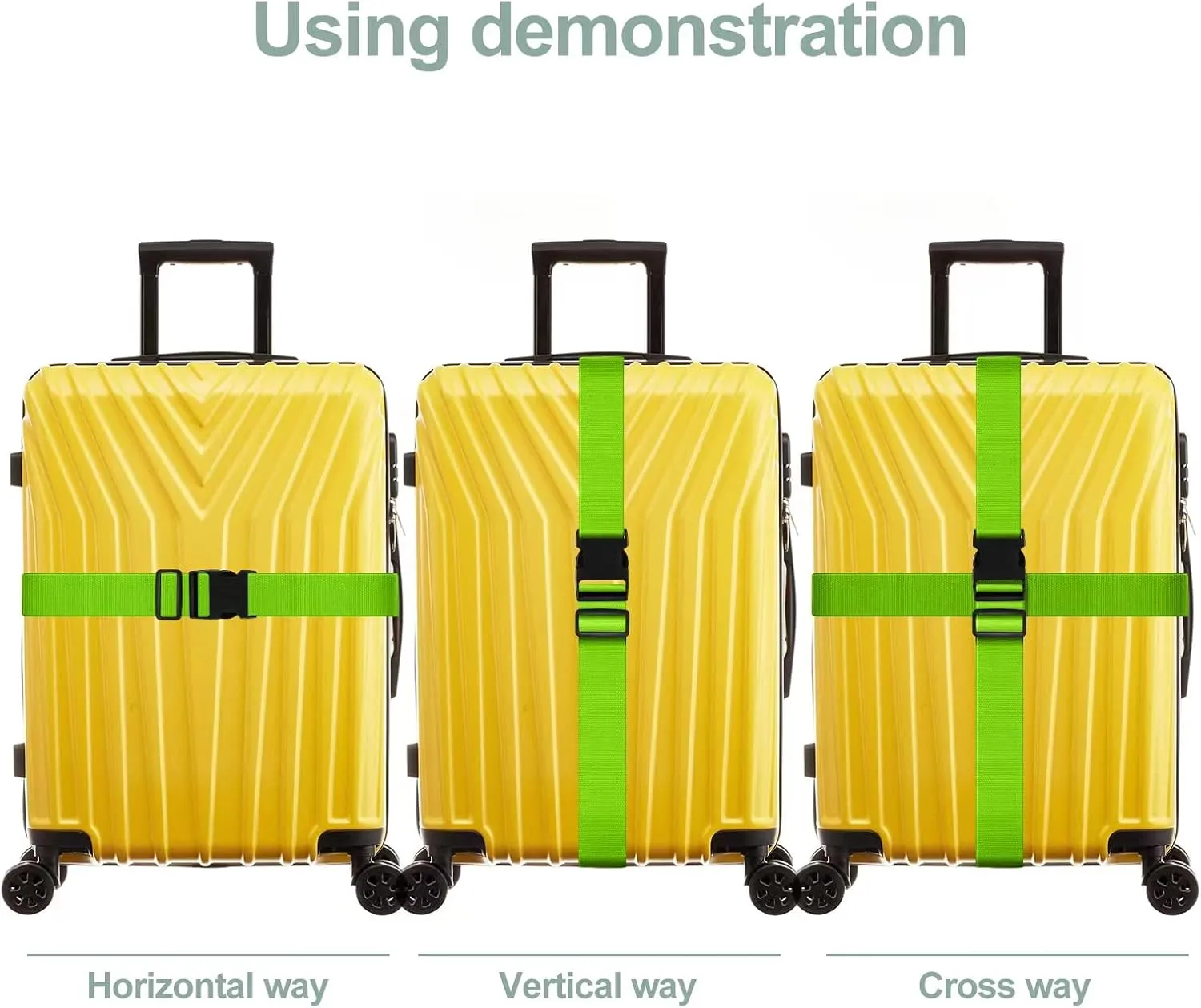 4 Packs Luggage Straps for Suitcase, Heavy Duty and Quick-Release Buckle, Adjustable Travel Cargo Safe Suitcase Belt Set (Green)