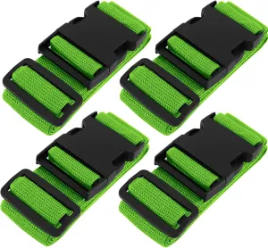 4 Packs Luggage Straps for Suitcase, Heavy Duty and Quick-Release Buckle, Adjustable Travel Cargo Safe Suitcase Belt Set (Green)