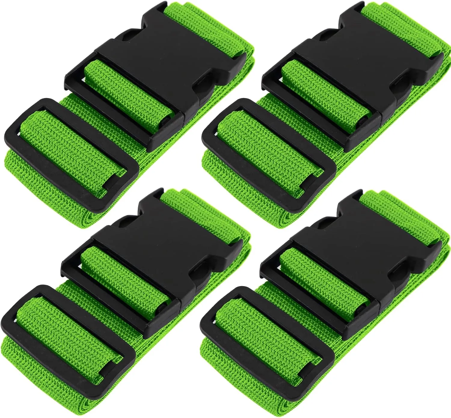 4 Packs Luggage Straps for Suitcase, Heavy Duty and Quick-Release Buckle, Adjustable Travel Cargo Safe Suitcase Belt Set (Green)