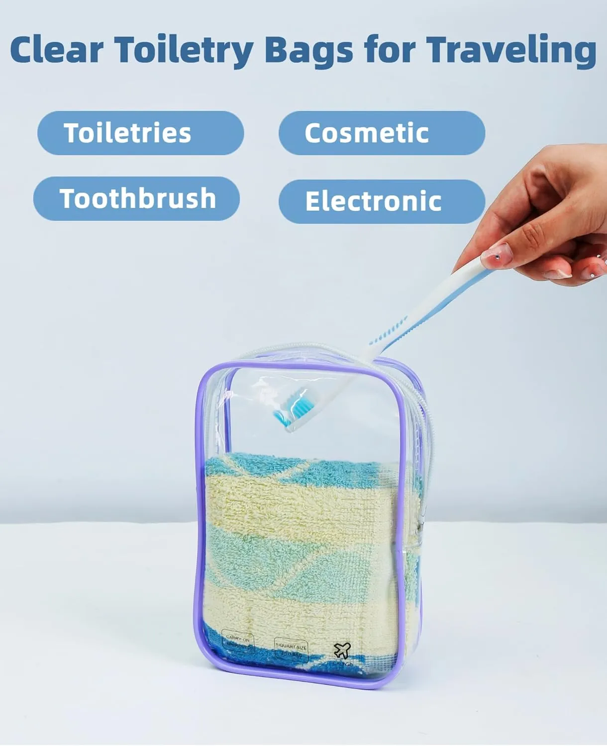 5 Pack TSA Approved Toiletry Bag, Airplane Travel Essentials for Long Flight Flying European International Must Haves Small Quart Size Makeup Zipper Pouch for Women Men Toiletries Liquids Clear