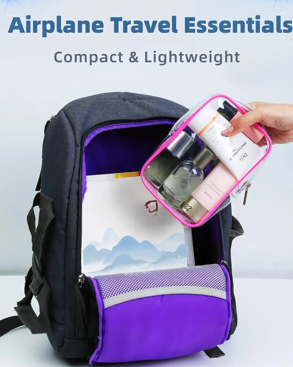 5 Pack TSA Approved Toiletry Bag, Airplane Travel Essentials for Long Flight Flying European International Must Haves Small Quart Size Makeup Zipper Pouch for Women Men Toiletries Liquids Clear