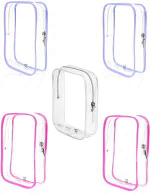 5 Pack TSA Approved Toiletry Bag, Airplane Travel Essentials for Long Flight Flying European International Must Haves Small Quart Size Makeup Zipper Pouch for Women Men Toiletries Liquids Clear