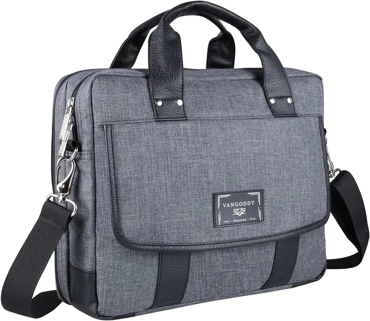 Adults 17.3 in Laptop Bag Compatible with Men, Grey Modern Professional Trolley Attachment Shoulder and Hand Carry Briefcase
