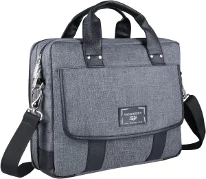 Adults 17.3 in Laptop Bag Compatible with Men, Grey Modern Professional Trolley Attachment Shoulder and Hand Carry Briefcase