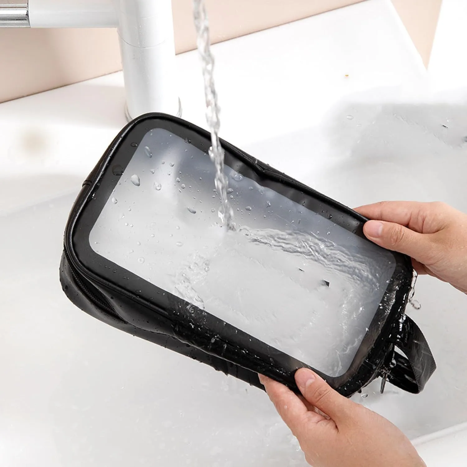 ALEJON Cosmetic Bag Portable Large Capacity Portable Clear Toiletry Bag Travel Cosmetics Storage Bag