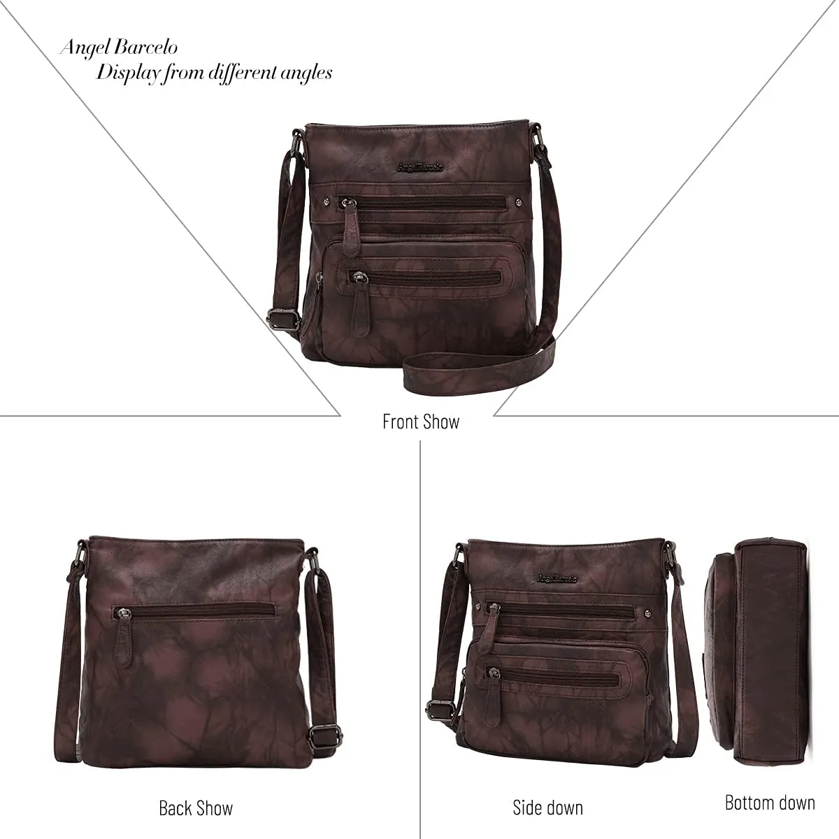 Angel Barcelo Crossbody Bags for Women,Ultra Soft Leather Purses for Women