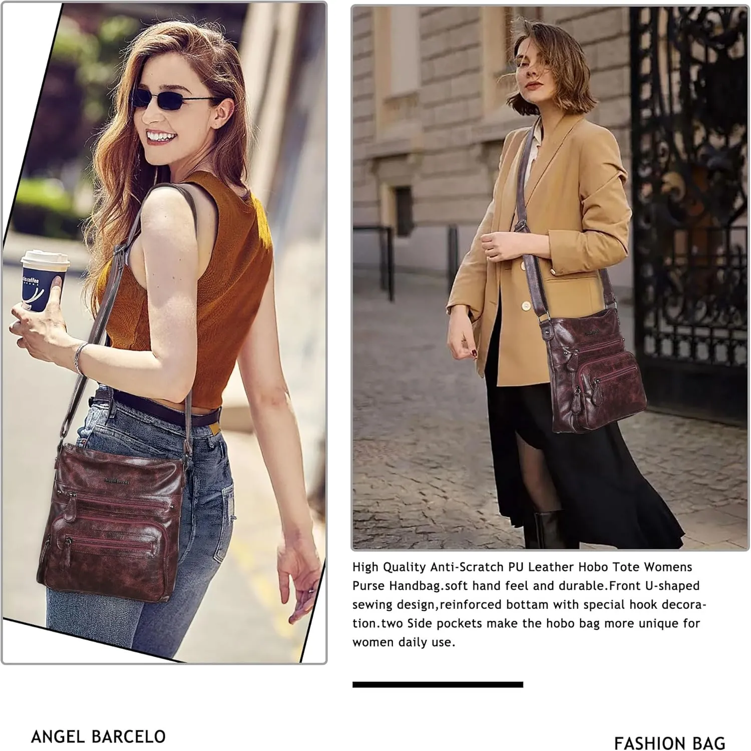 Angel Barcelo Crossbody Bags for Women,Ultra Soft Leather Purses for Women