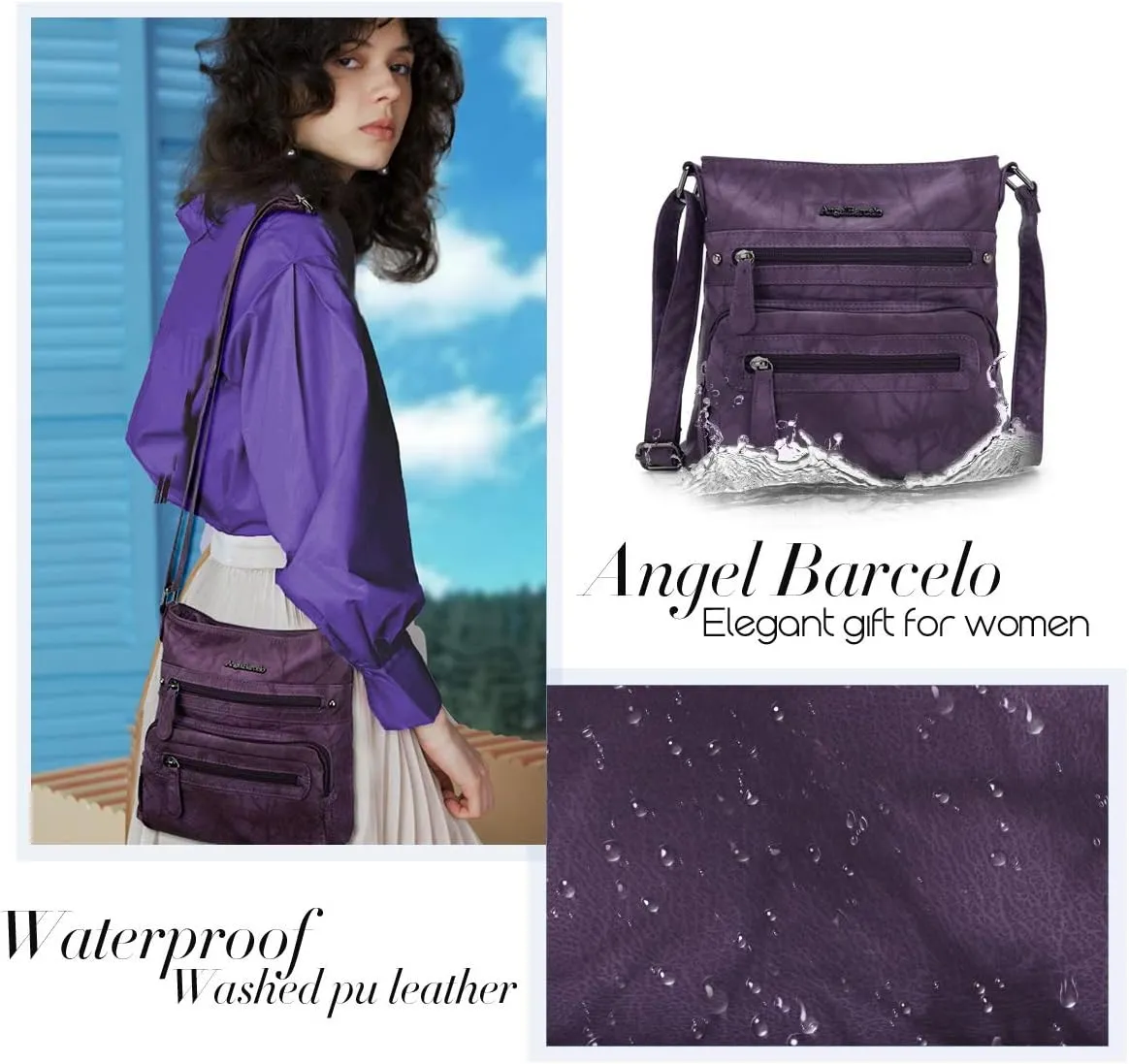Angel Barcelo Crossbody Bags for Women,Ultra Soft Leather Purses for Women