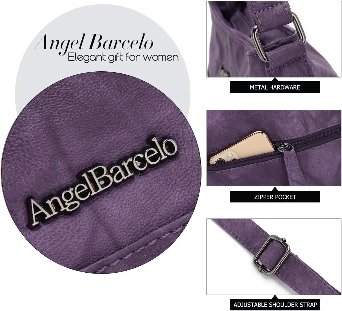 Angel Barcelo Crossbody Bags for Women,Ultra Soft Leather Purses for Women