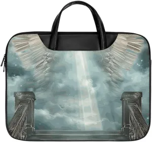 Angel Wings Leather Laptop Bag Laptop Briefcase Waterproof Durable Portable Bag Portable Laptop Bag Business Office 16.5 * 12.6IN
