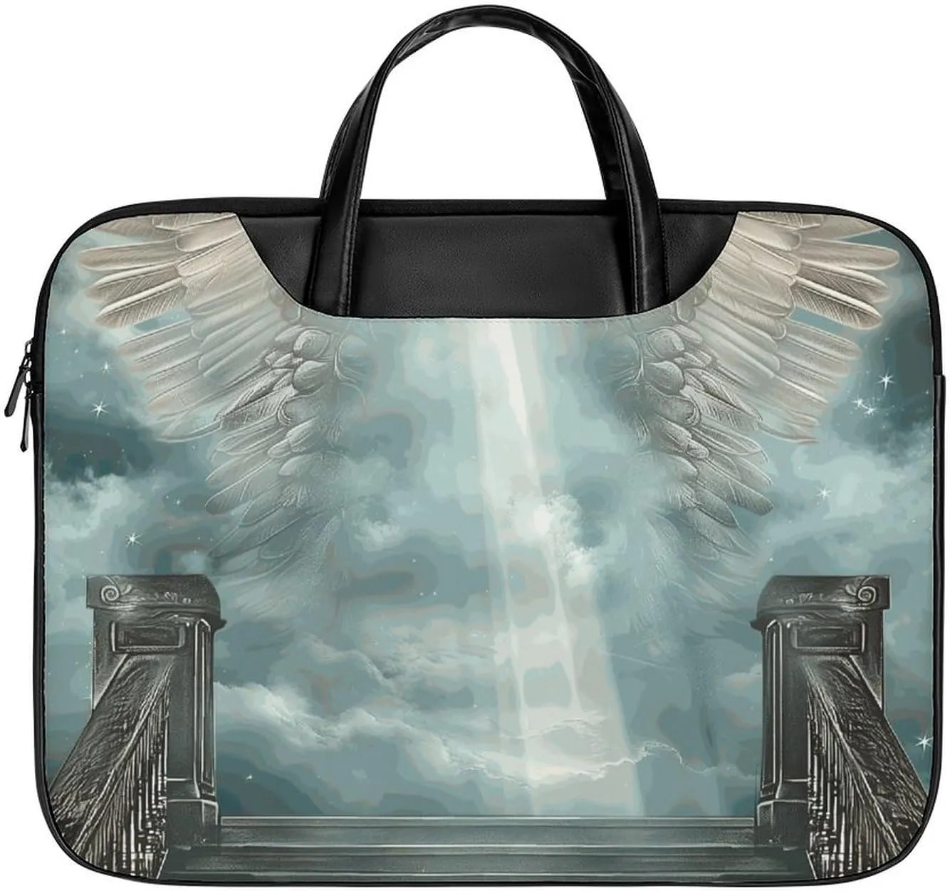 Angel Wings Leather Laptop Bag Laptop Briefcase Waterproof Durable Portable Bag Portable Laptop Bag Business Office 16.5 * 12.6IN