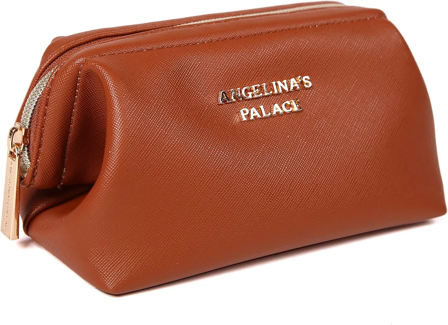 Angelina's Palace Vegan Leather Waterproof Travel Cosmetic Bag Toiletry Organizer Makeup Pouches(bran)