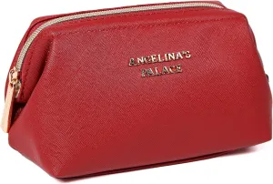 Angelina's Palace Vegan Leather Waterproof Travel Cosmetic Bag Toiletry Organizer Makeup Pouches(brandy)