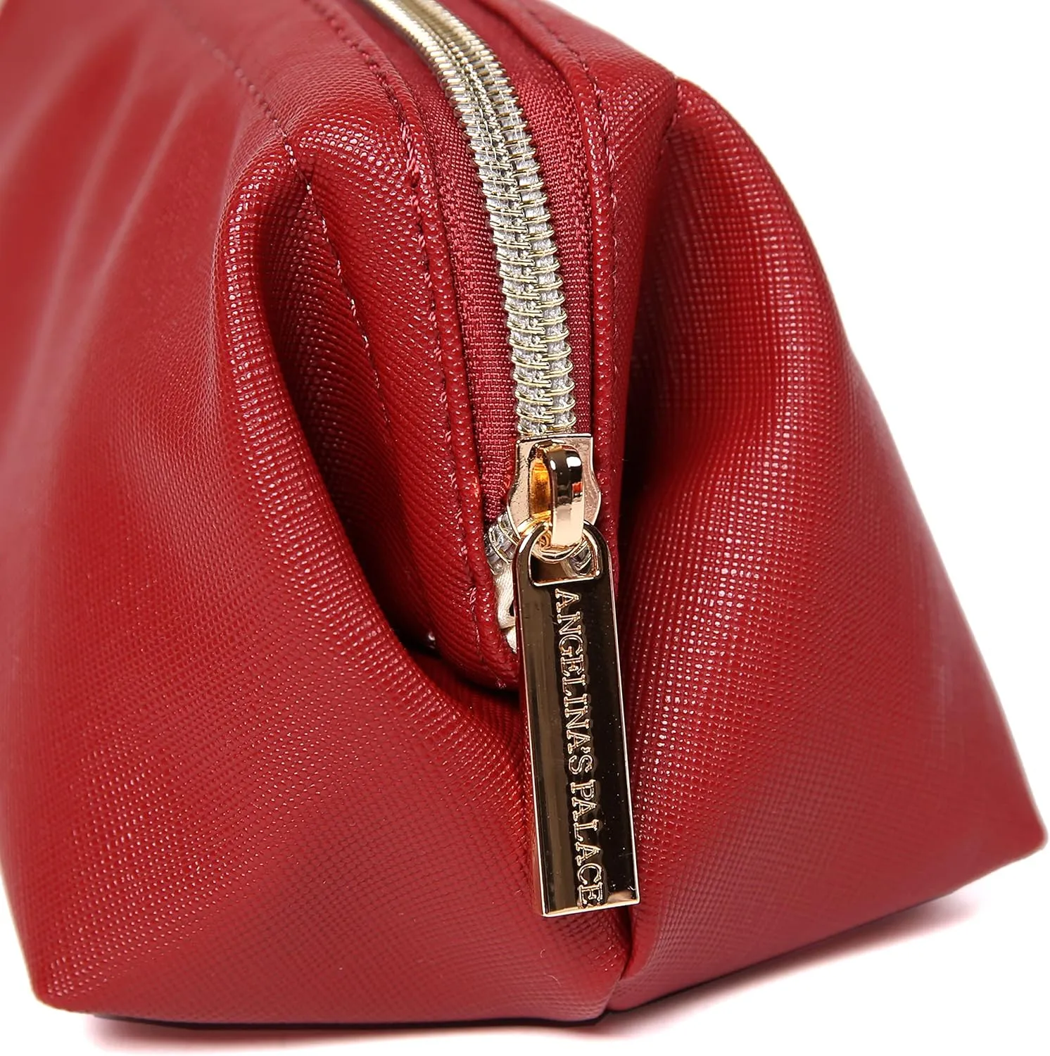 Angelina's Palace Vegan Leather Waterproof Travel Cosmetic Bag Toiletry Organizer Makeup Pouches(brandy)