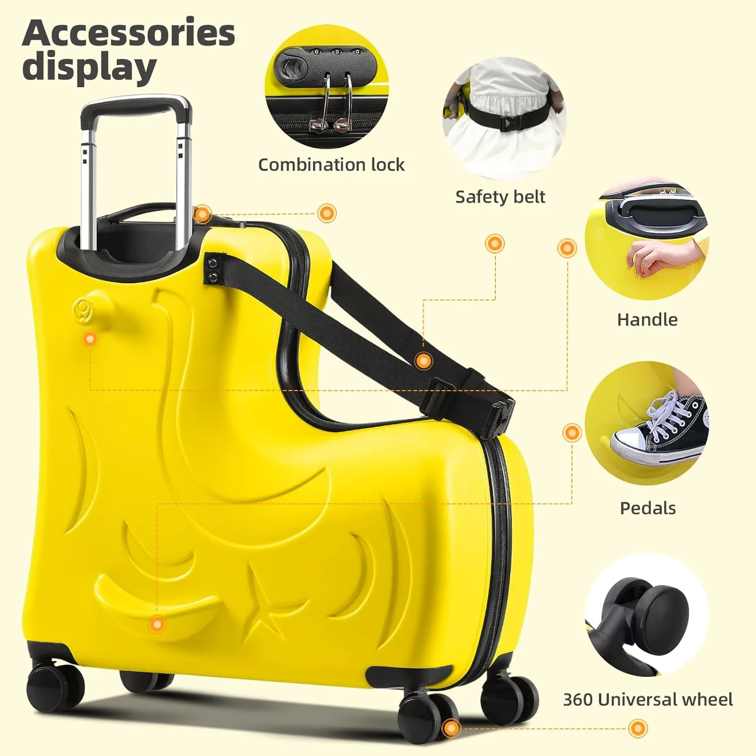 AOWEILA All-in-One Baby Travel Carrier & Ride-On Suitcase  Stroller Replacement with Safe Harness & Easy Pull Handle