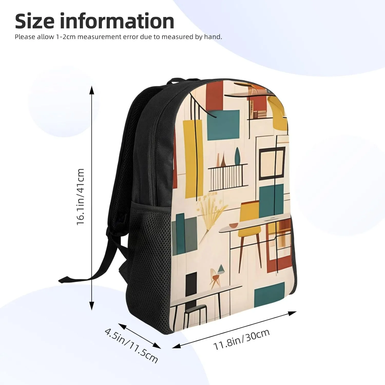 Backpack for Men Women Carry-on Backpack Mid Century Modern Daypack Laptop Backpack Lightweight