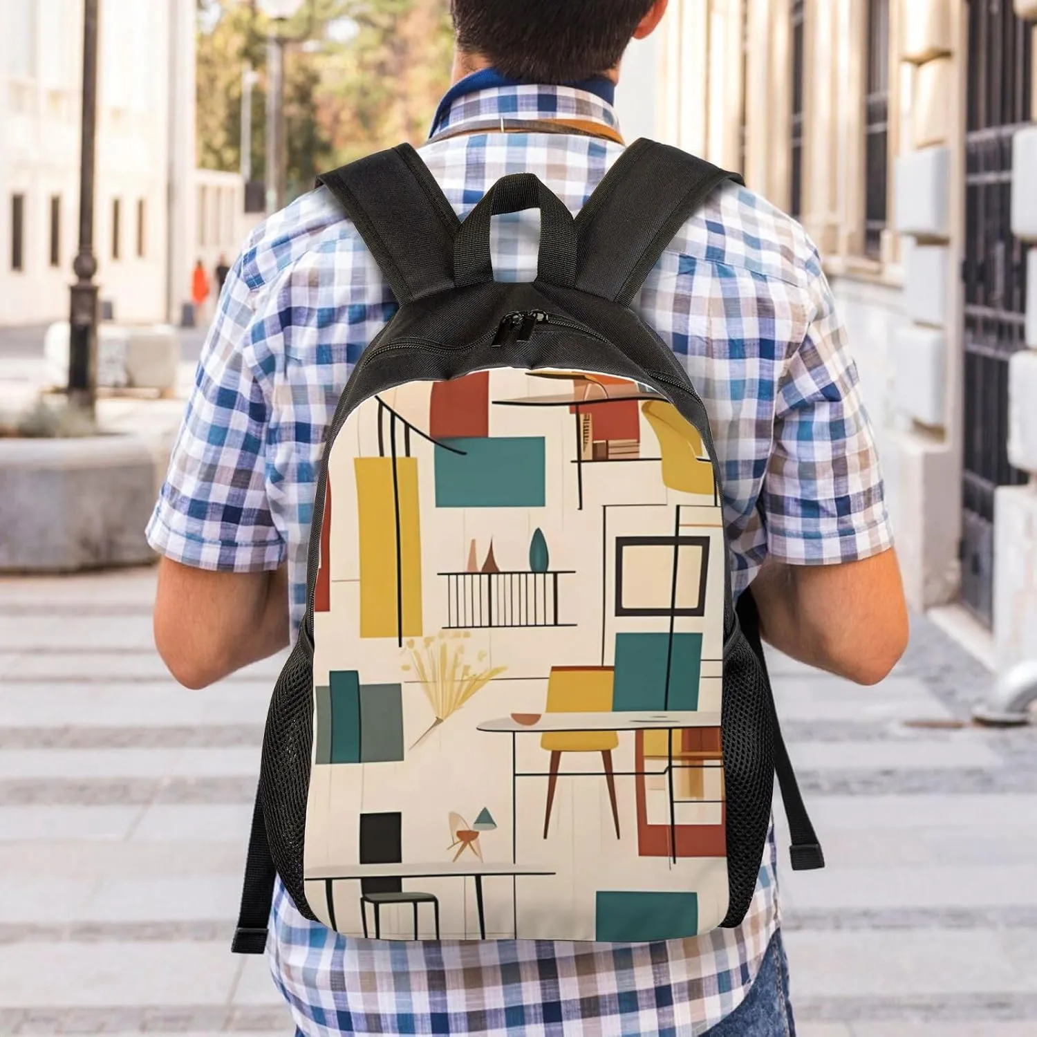 Backpack for Men Women Carry-on Backpack Mid Century Modern Daypack Laptop Backpack Lightweight