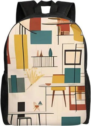 Backpack for Men Women Carry-on Backpack Mid Century Modern Daypack Laptop Backpack Lightweight