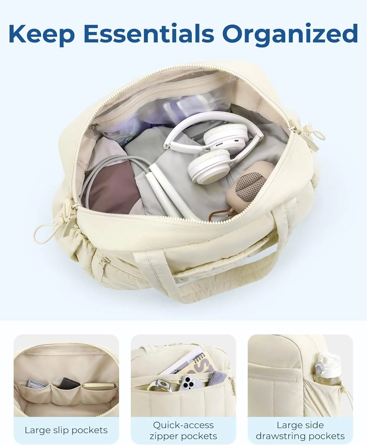 BAGSMART Gym Bag for Women, Duffle Bag for Travel with Wet Pocket, Lightweight Carry on Weekender Duffel, Water Resistant