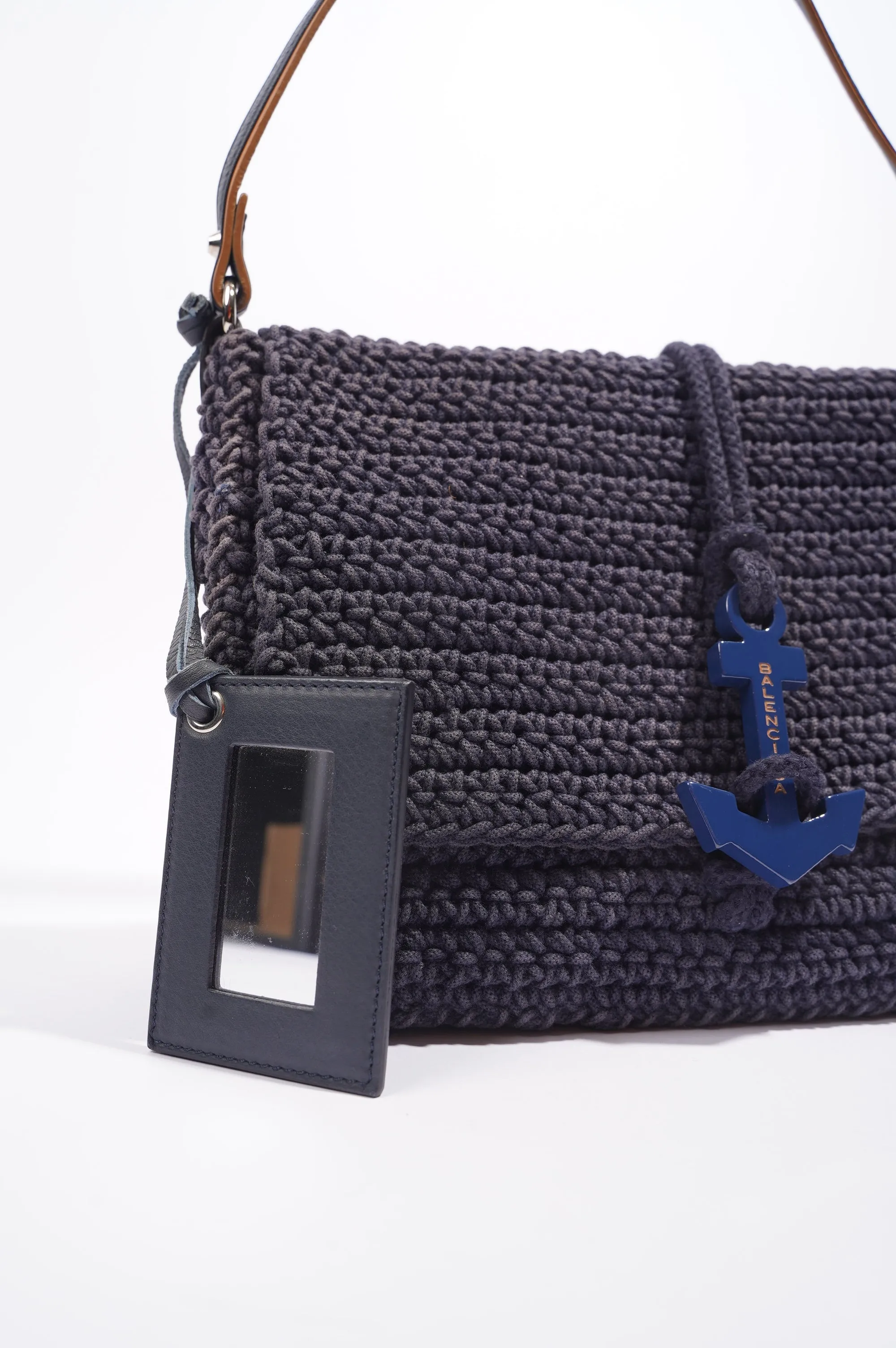 Balenciaga Womens Anchor Woven Bag Navy