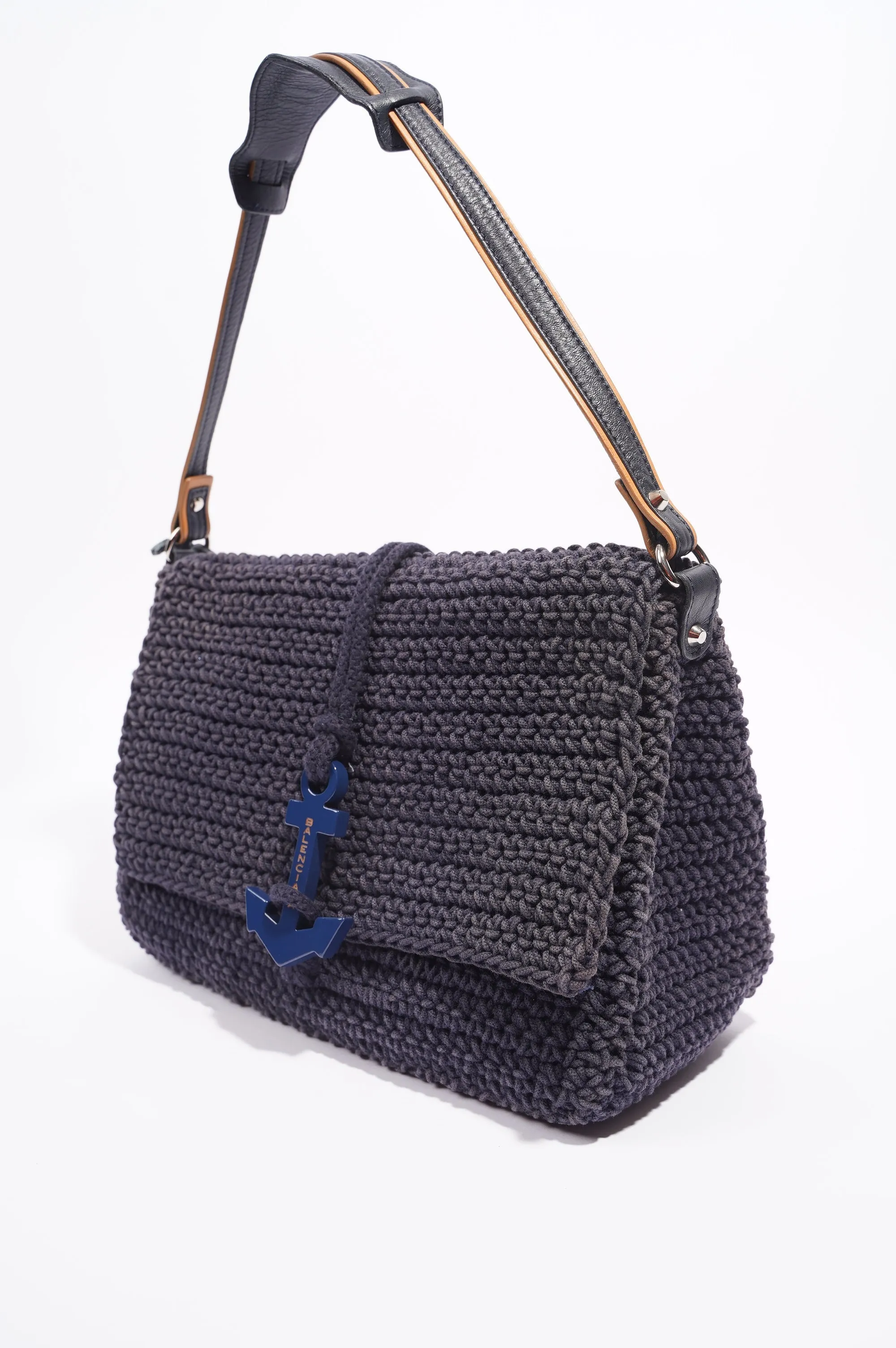 Balenciaga Womens Anchor Woven Bag Navy