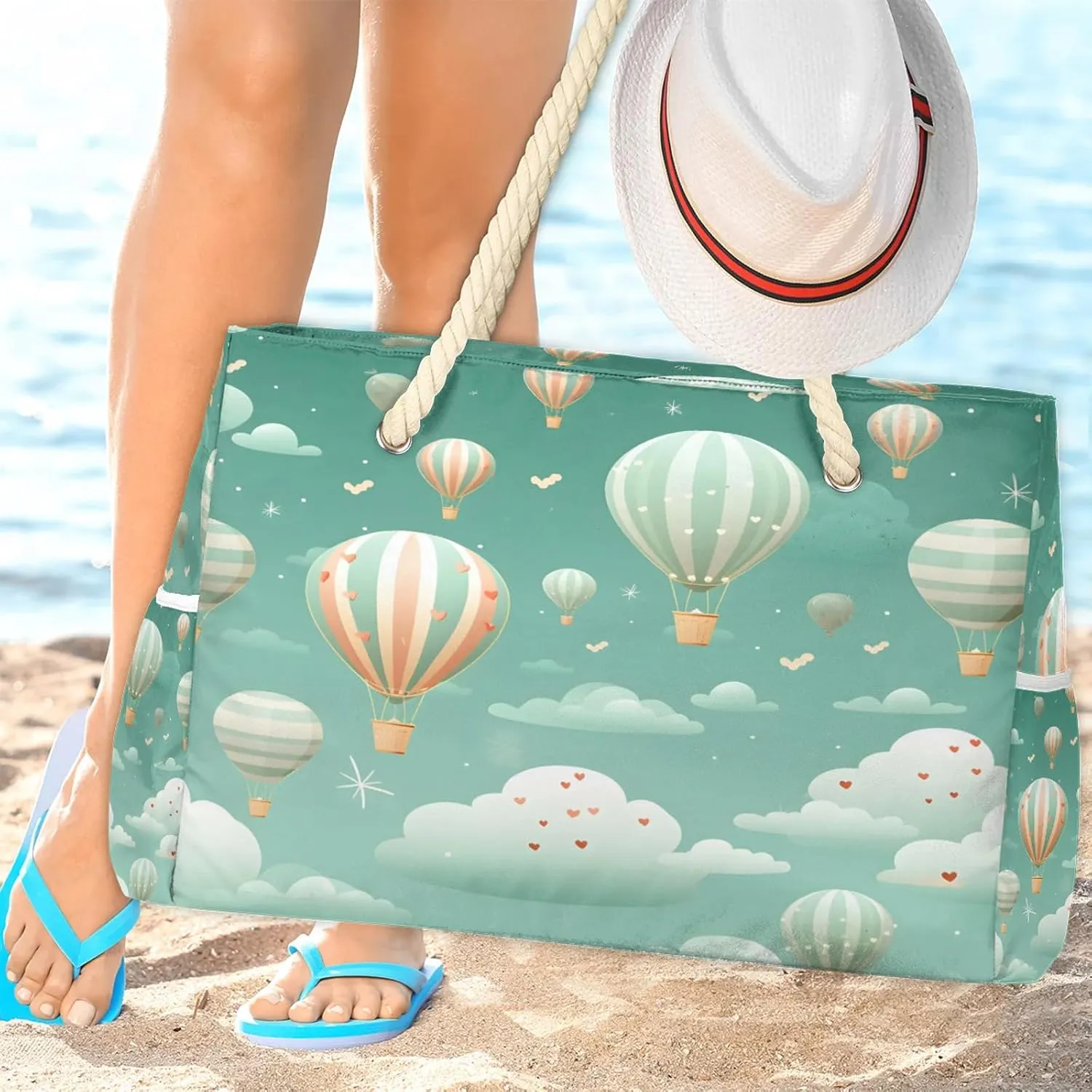 Beach Bags for Women and Men Extra Large Waterproof Sandproof Zipper Travel Tote Bag