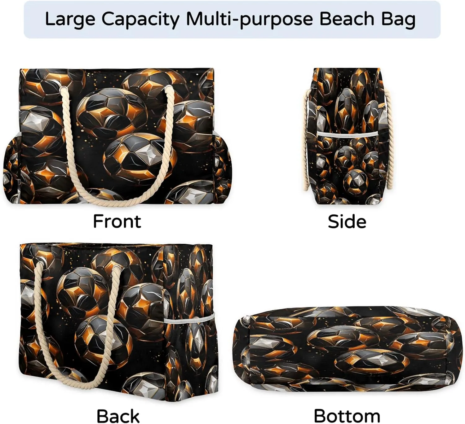 Beach Bags for Women and Men Extra Large Waterproof Sandproof Zipper Travel Tote Bag