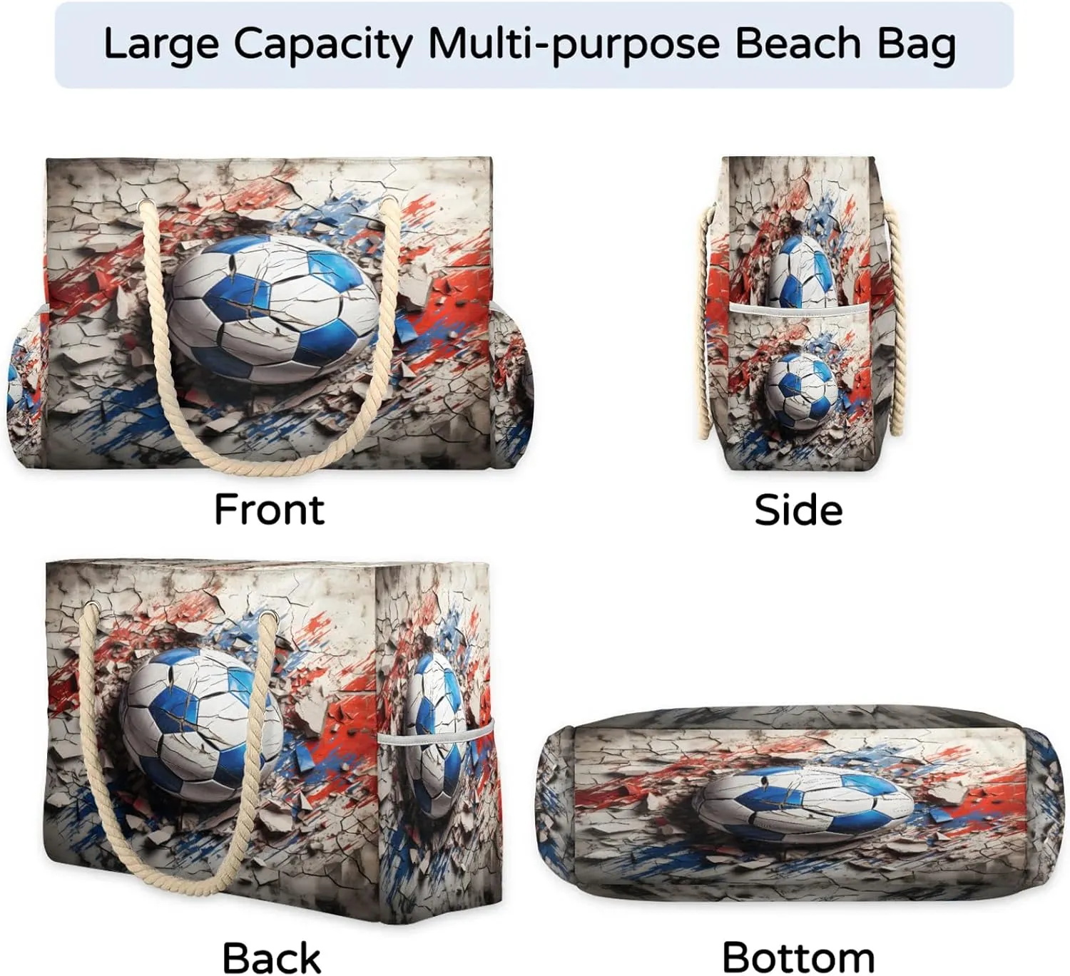 Beach Bags for Women and Men Extra Large Waterproof Sandproof Zipper Travel Tote Bag
