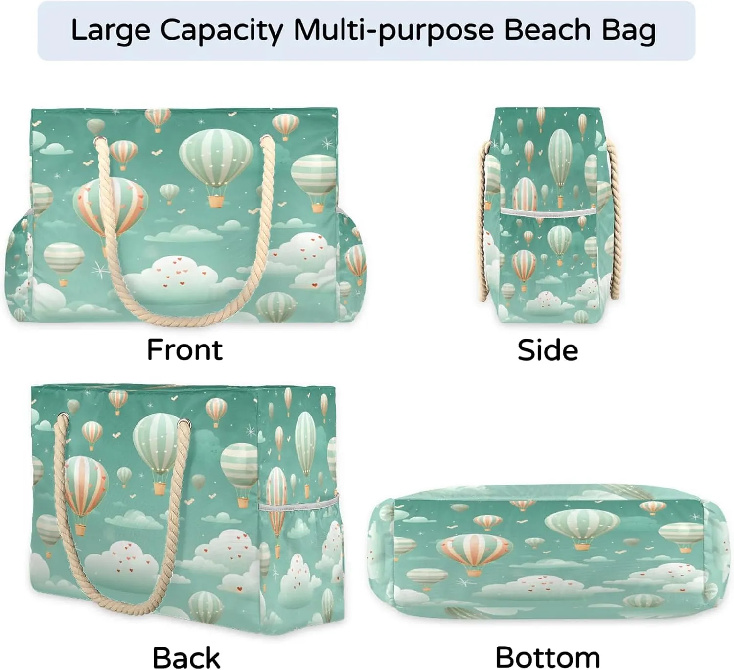 Beach Bags for Women and Men Extra Large Waterproof Sandproof Zipper Travel Tote Bag