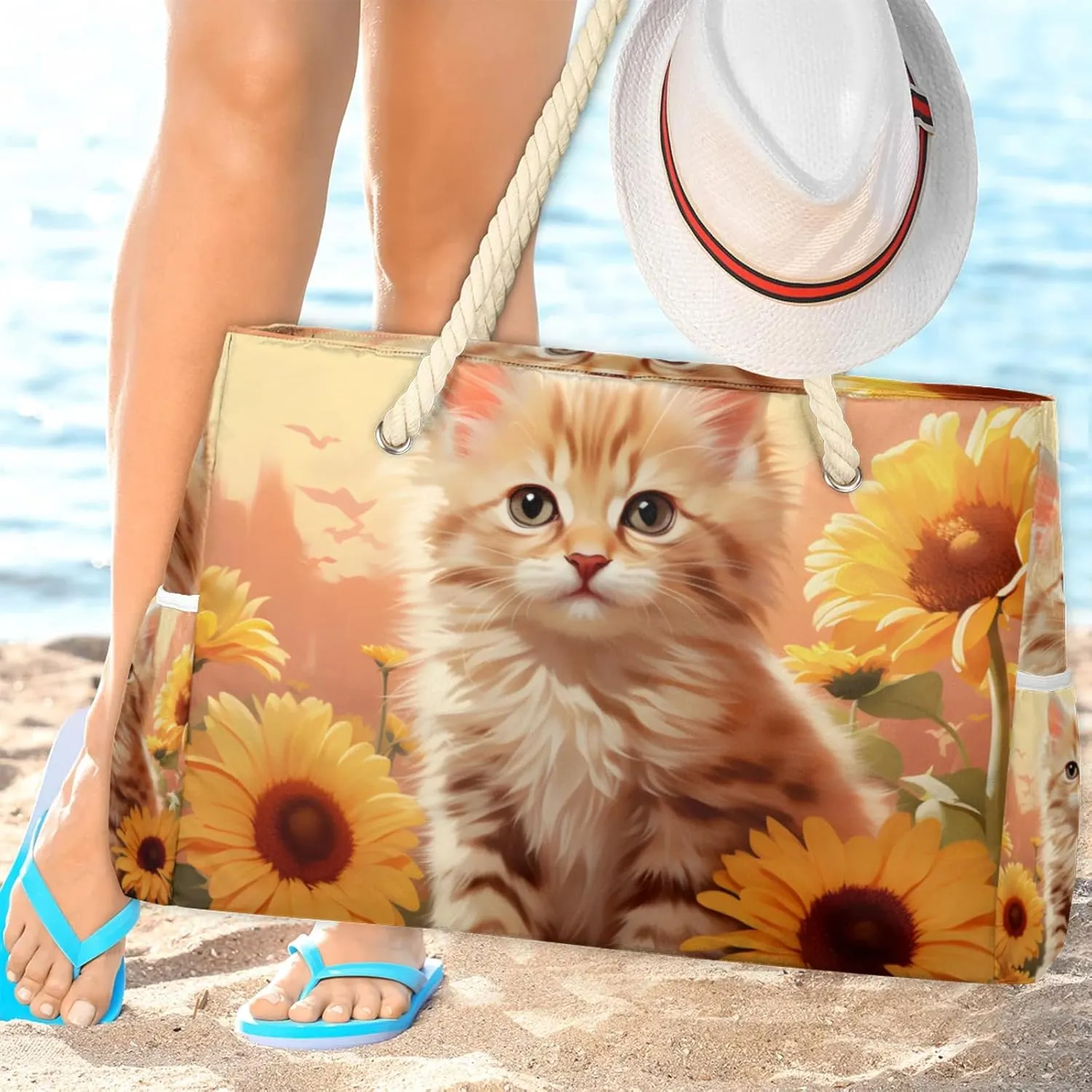 Beach Bags for Women Large Beach Tote Bag with Zipper Waterproof Sandproof Swim Pool Bag