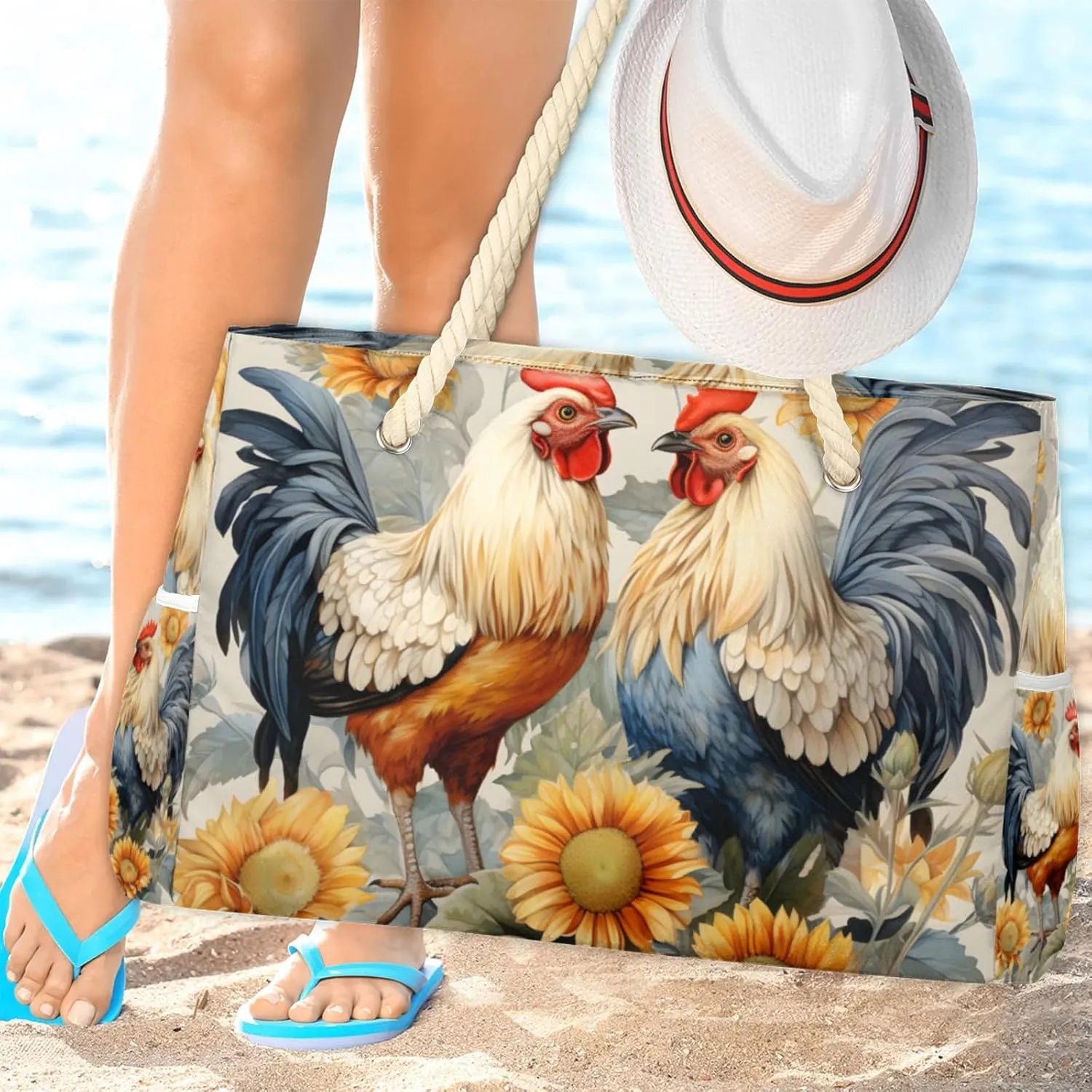Beach Bags for Women Large Beach Tote Bag with Zipper Waterproof Sandproof Swim Pool Bag