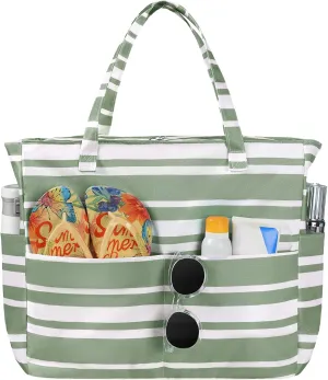 Beach Bags for Women Waterproof Sandproof Women Tote Bag, Large Beach Bag with Zipper for Gym Travel Vocation