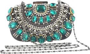 BESTYASH 1pc Women Evening Handbag Clutch Bag Party Purse Rhinestone Handmade Beaded Clutch Pouch Chain Bag for Dinner Party