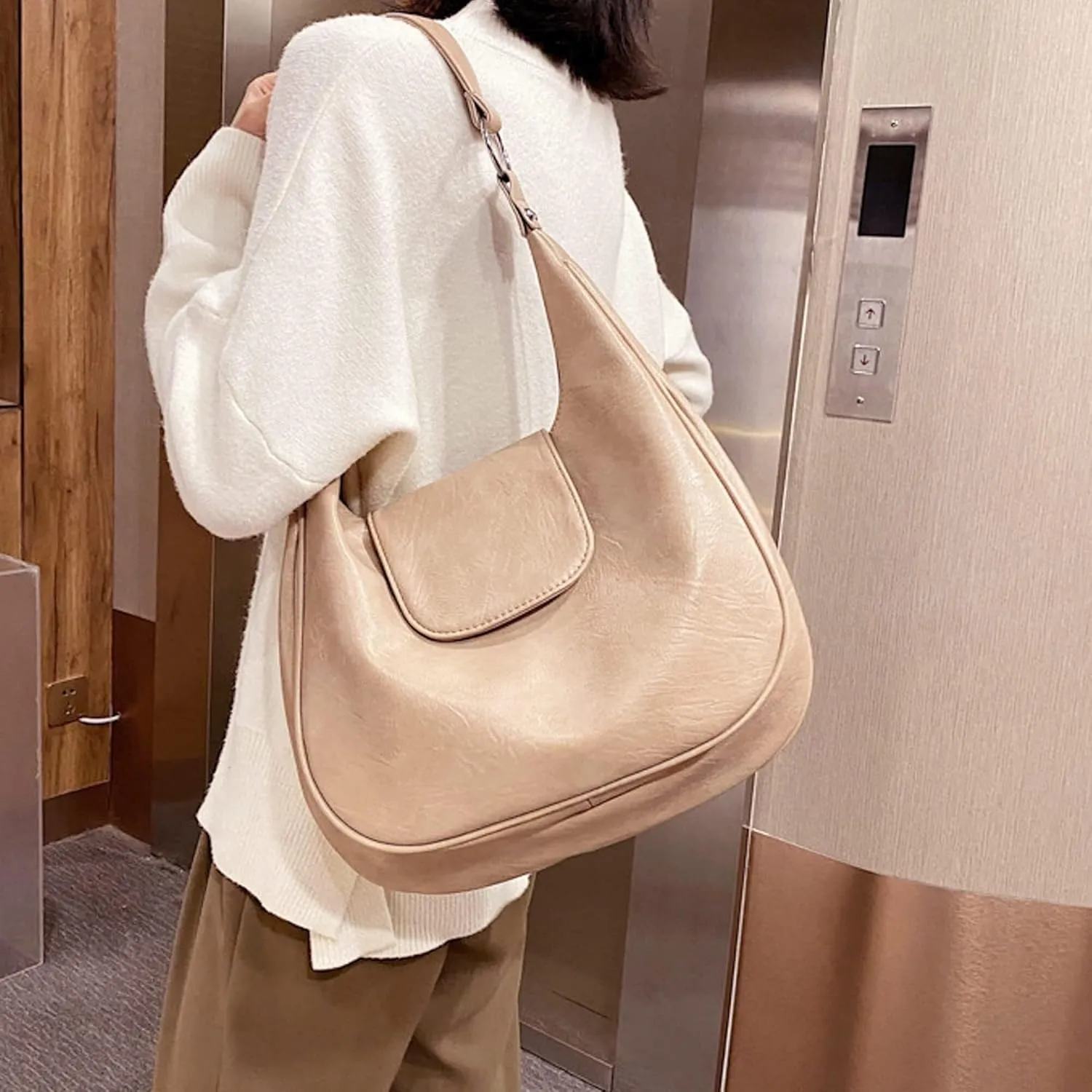 Big Capacity Shoulder Vintage Faux Leather Handbag Satchel Soft Leather Tote