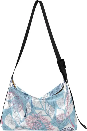 Blue Perris Flower Soft Leather Hobo Bags for Women Women's Large Purse Soft Leaf Print Womens Everyday Purse