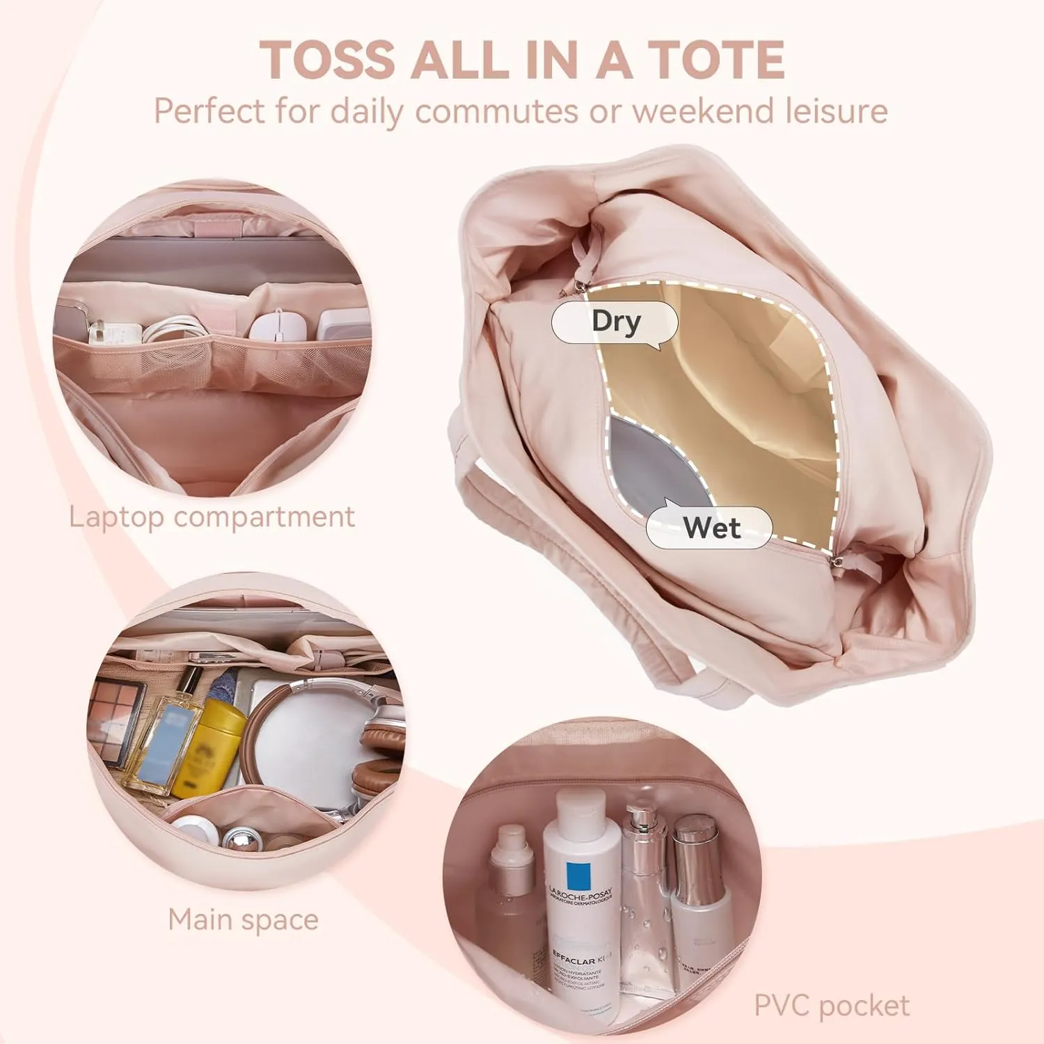 BOSTANTEN Weekender Bags for Women Travel Duffle Waterproof Gym Bag with Shoe Compartment