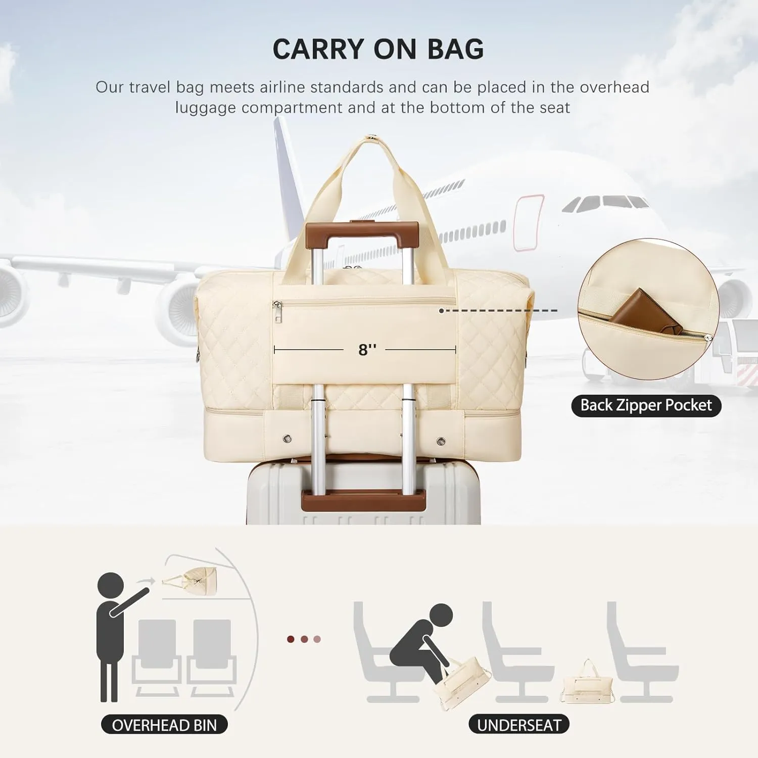 BOSTANTEN Weekender Bags for Women Travel Duffle Waterproof Gym Bag with Shoe Compartment