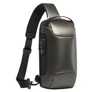 Carbon Fiber Anti Theft Waterproof Crossbody Chest Bag For Men & Women 34 X 18 X 10Cm
