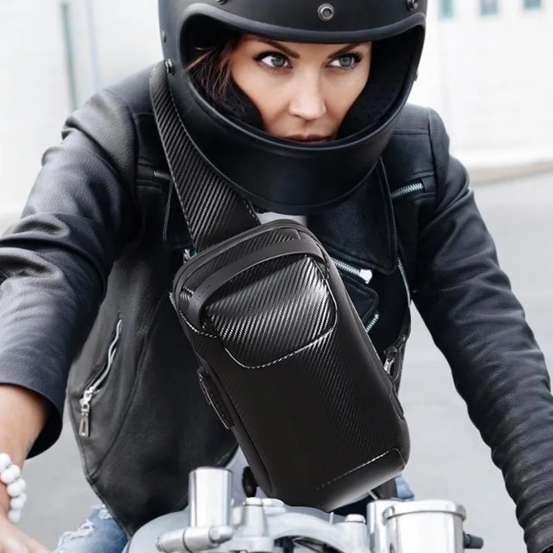 Carbon Fiber Anti Theft Waterproof Crossbody Chest Bag For Men & Women 34 X 18 X 10Cm