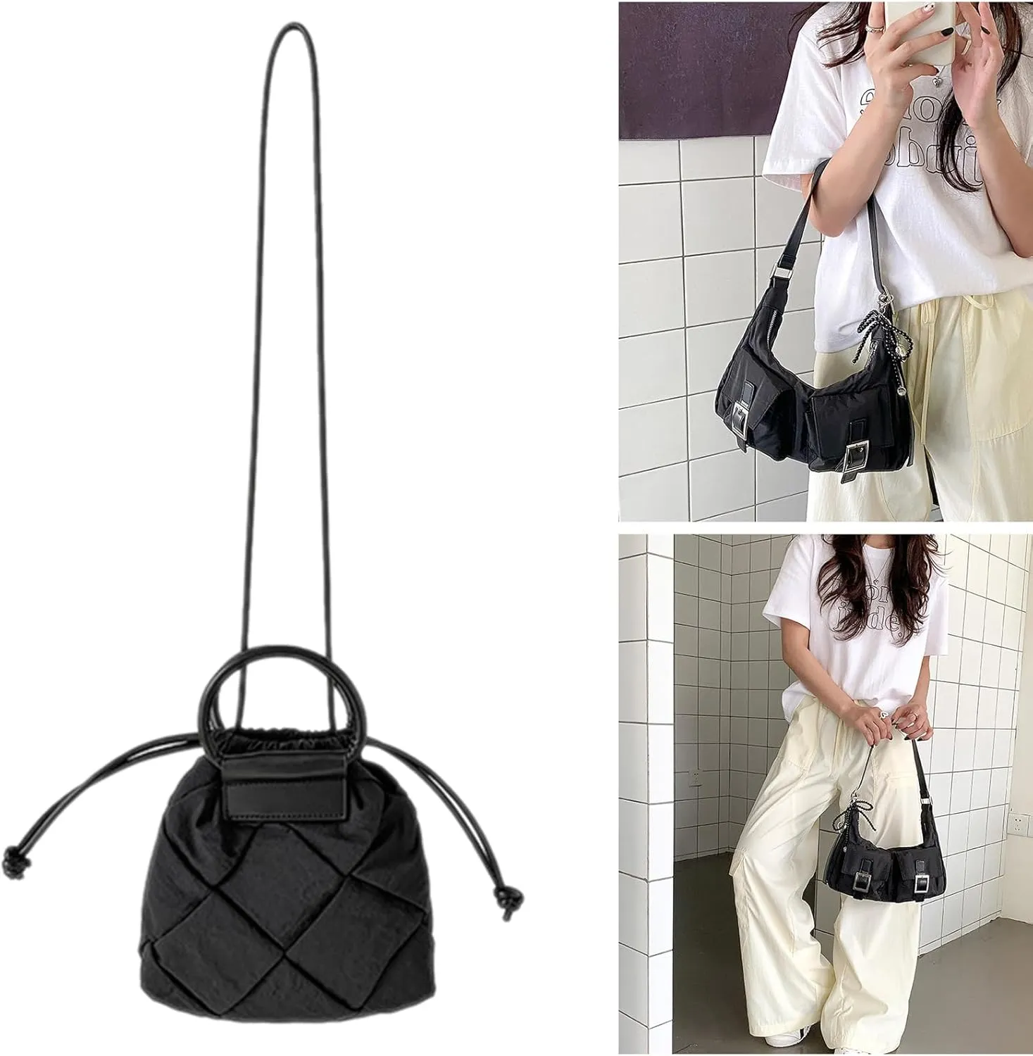 Casual Quilted Crossbody Bags for Women Padding Handbags for Women Soft Bags Fashion Satchel Shoulder Bag