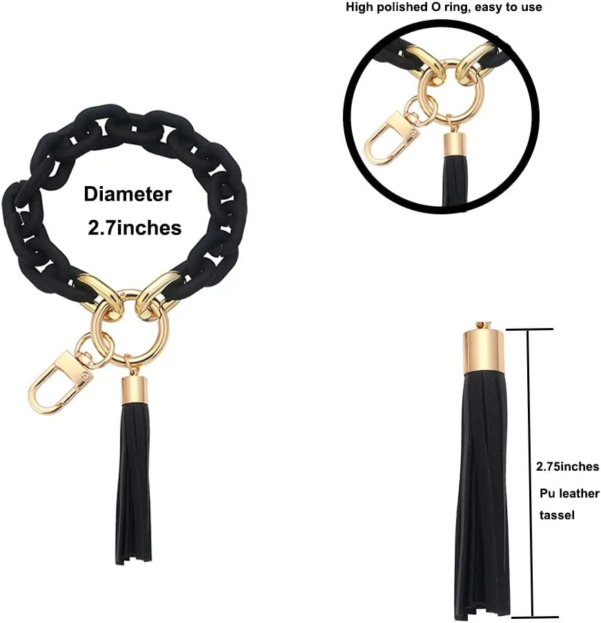 Chunky Chain Link Wristlet Keychain Acrylic Bangle Key Ring Bracelet Key Chain Cute Boho Modern Car Keychain Holder