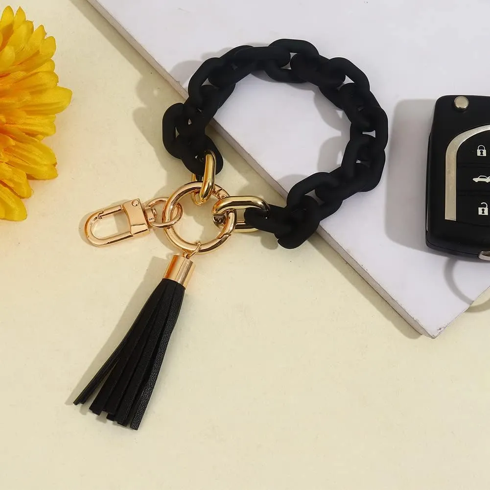 Chunky Chain Link Wristlet Keychain Acrylic Bangle Key Ring Bracelet Key Chain Cute Boho Modern Car Keychain Holder