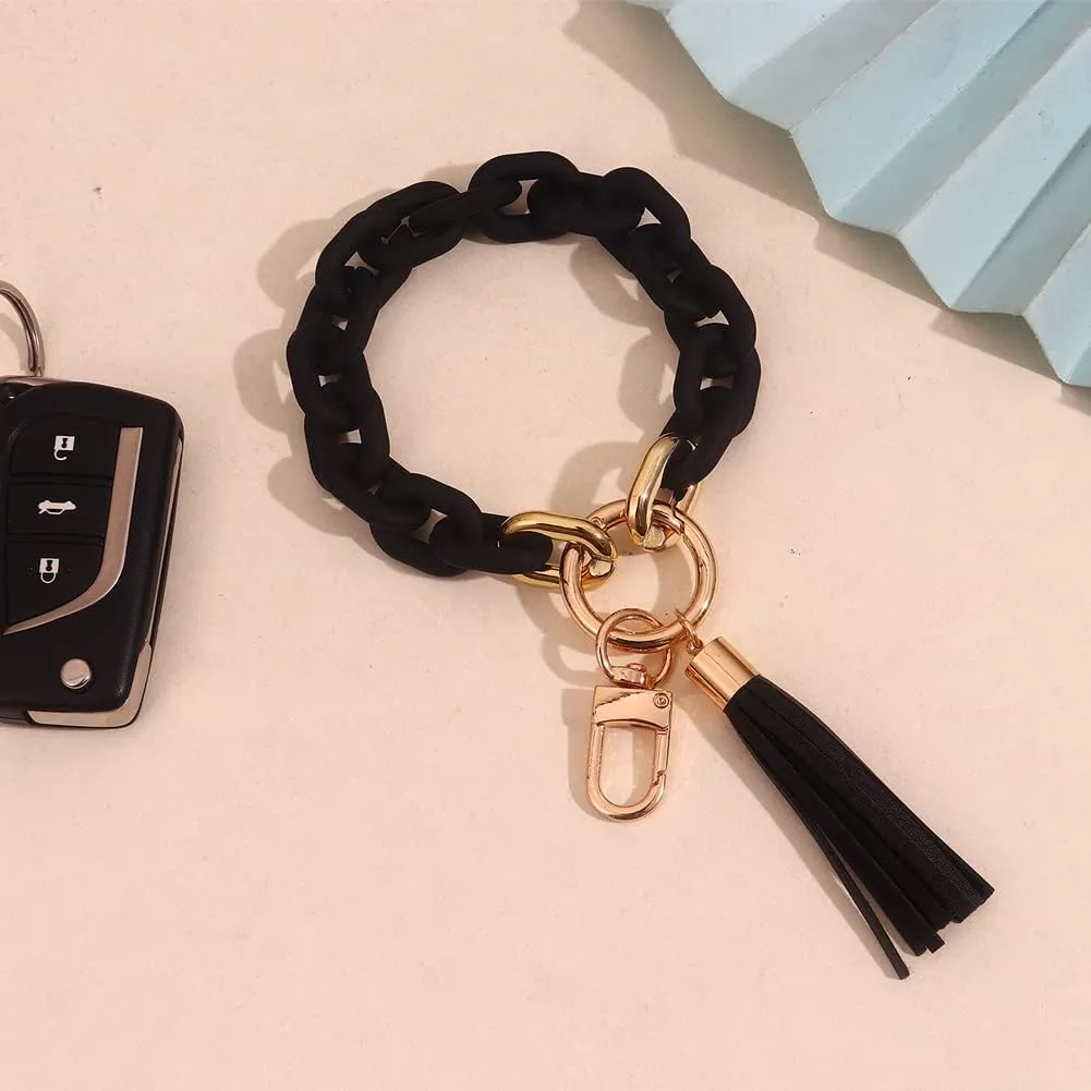 Chunky Chain Link Wristlet Keychain Acrylic Bangle Key Ring Bracelet Key Chain Cute Boho Modern Car Keychain Holder