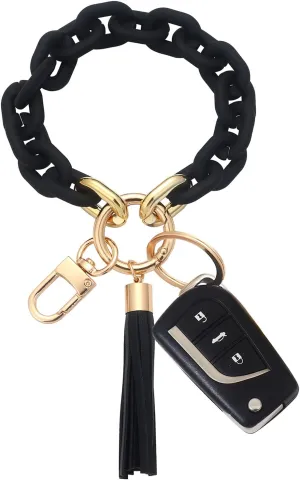 Chunky Chain Link Wristlet Keychain Acrylic Bangle Key Ring Bracelet Key Chain Cute Boho Modern Car Keychain Holder