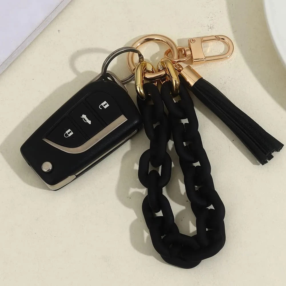 Chunky Chain Link Wristlet Keychain Acrylic Bangle Key Ring Bracelet Key Chain Cute Boho Modern Car Keychain Holder