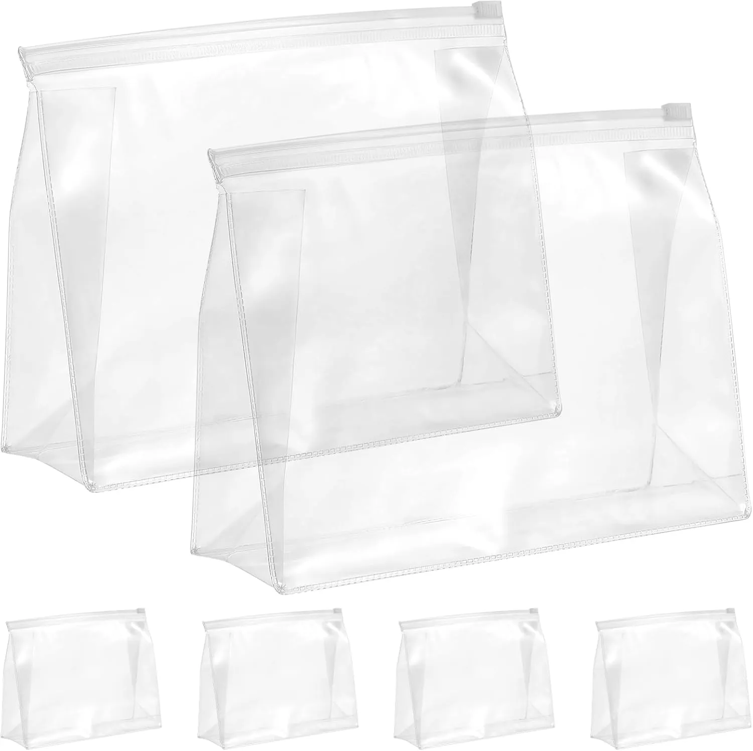 Clear Makeup Bag Bulk: 6pcs Makeup Bag Clear Organizer Bags Zipper Pouches Women Makeup Pouches, Zippered Storage Bags Waterproof Transparent Plastic Cosmetic Bag, Travel Bags for Toiletries
