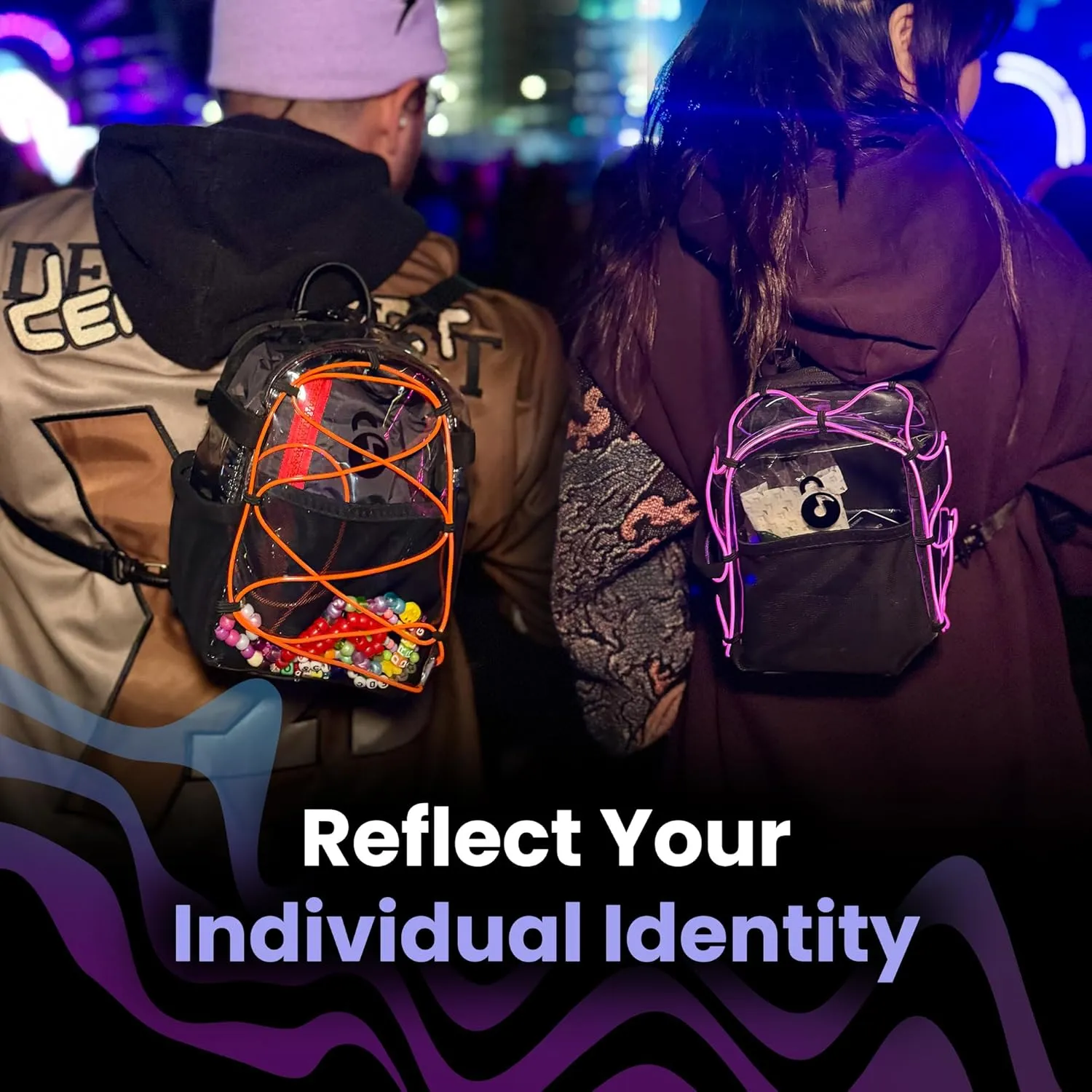 Clear Mini Pack  Anti Theft Clear Backpack for a Seamless Security Experience - Locking Zipper Clips Keep Items Safe During Festivals, Raves, and Travel