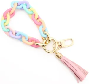 COLORFUL BLING Stylish Boho Modern Car Keychain Holder Wristlet Link Keychain Bangle Key Ring Bracelet